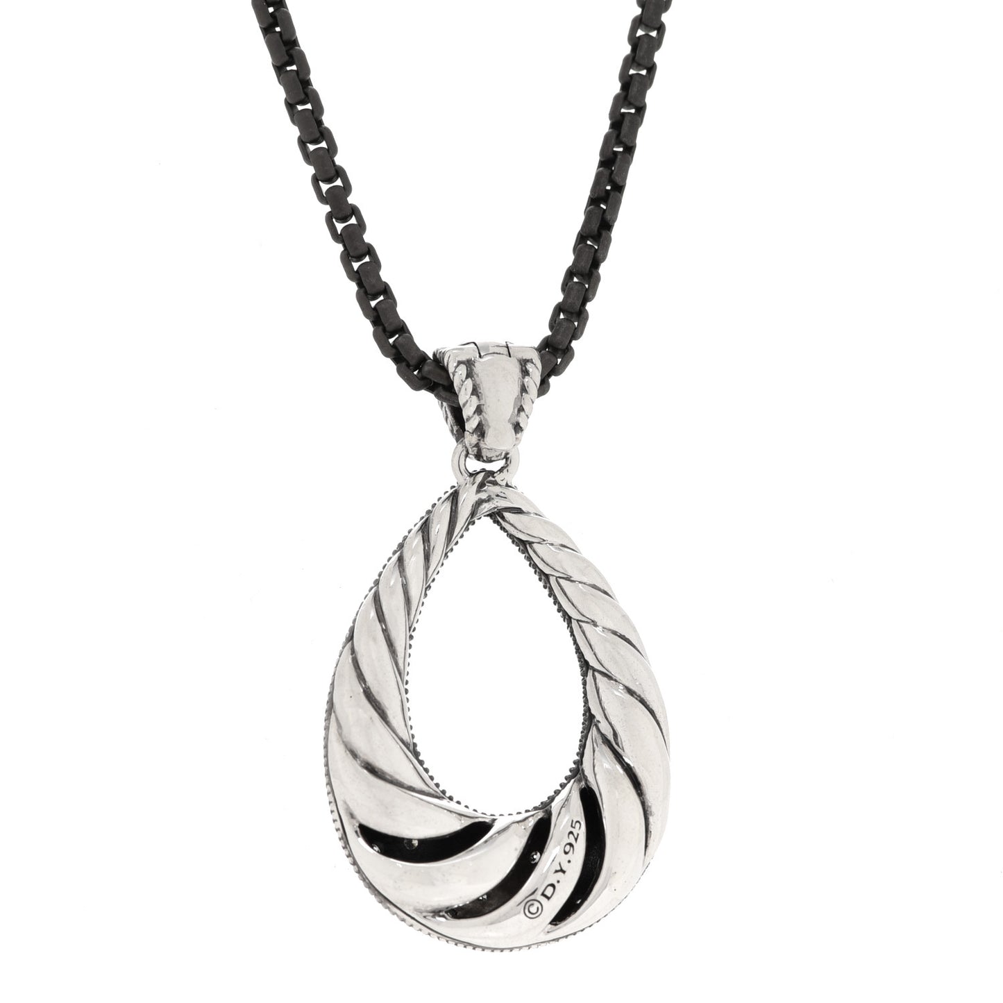Sterling Silver Diamond Midnight Melange Teardrop Pendant Necklace
