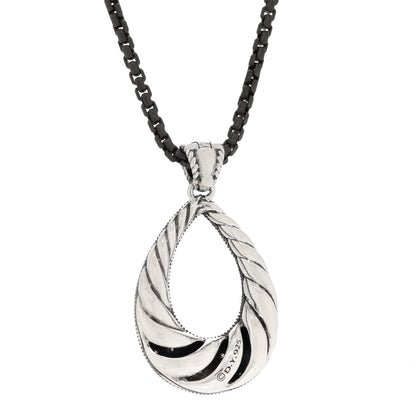 David Yurman Sterling Silver Diamond Midnight Melange Teardrop Pendant Necklace 6 of 7