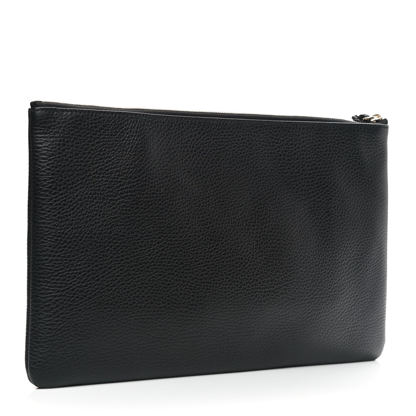 Pebbled Calfskin Large Bamboo Clutch Black