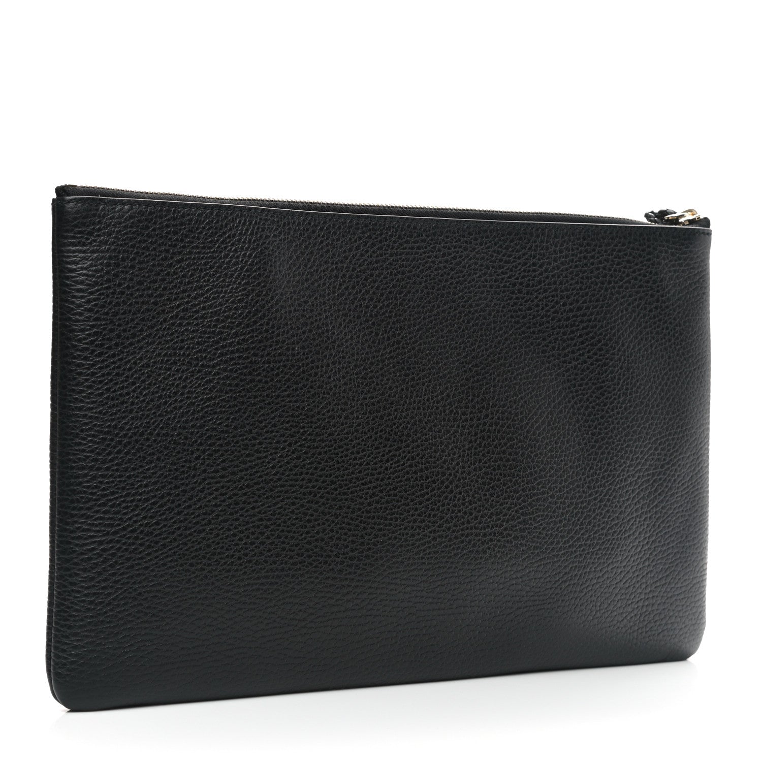 Gucci Pebbled Calfskin Large Bamboo Clutch Black 3 of 7