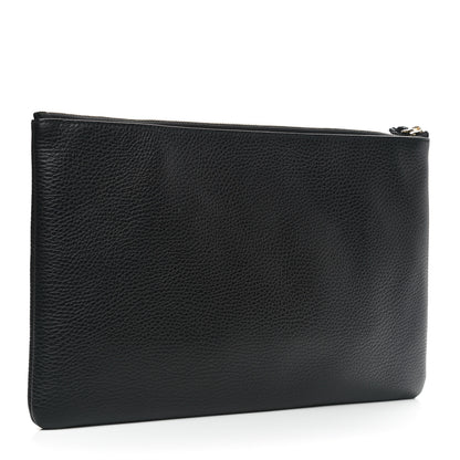 Gucci Pebbled Calfskin Large Bamboo Clutch Black 3 of 7