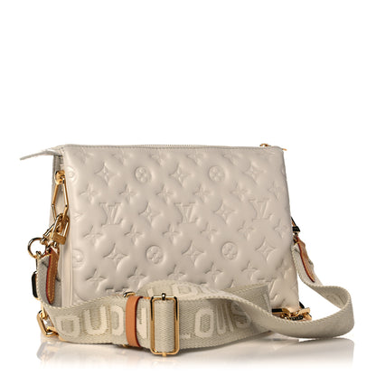 Louis Vuitton Lambskin Embossed Monogram Coussin PM Cream 3 of 9