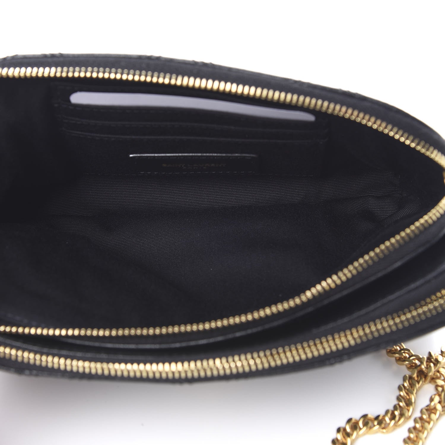 Saint Laurent Grained Lambskin Quilted Mini Becky Double Zip Bag Black 5 of 12