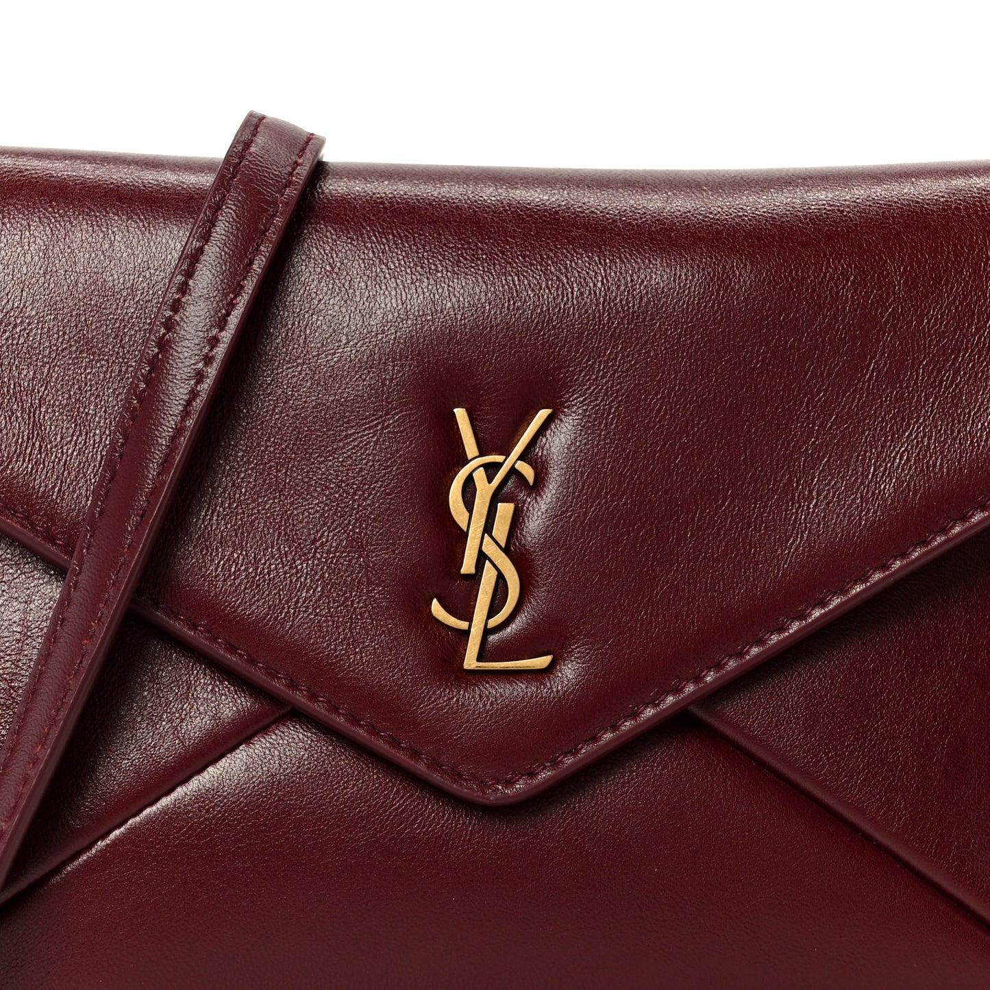 Shiny Calfskin Small Cassandre Chain Pouch Dark Ruby