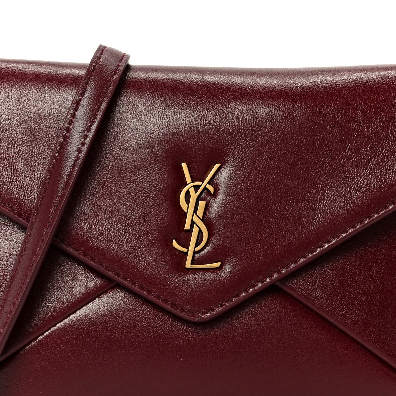 Saint Laurent Shiny Calfskin Small Cassandre Chain Pouch Dark Ruby 7 of 9