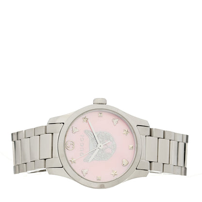 Gucci Stainless Steel Pink Mother of Pearl 27mm G-Timeless Cat Quartz Watch 2 of 5