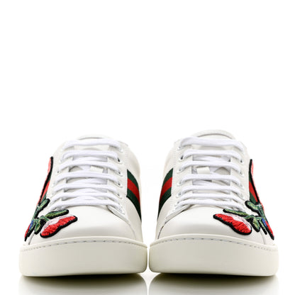 Gucci Calfskin Web Floral Embroidered Womens Ace Sneakers 37 White 2 of 9