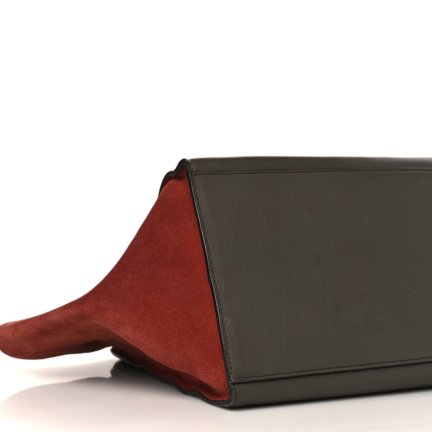 Calfskin Suede Large Tri-Color Trapeze Terracotta