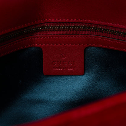 Gucci Velvet Matelasse Small GG Marmont Shoulder Bag Hibiscus Red 8 of 10