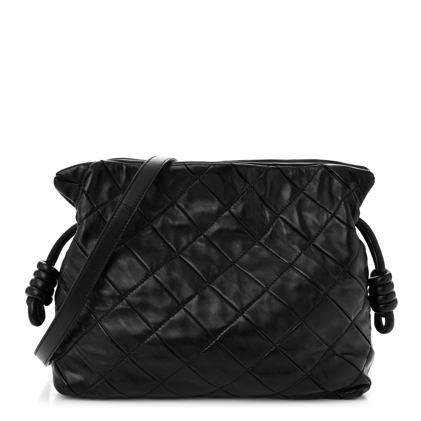 Nappa Pleated Small Flamenco Knot Bag Black