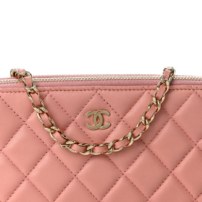 Chanel Lambskin Quilted Small Clutch With Chain Pink 10 of 12