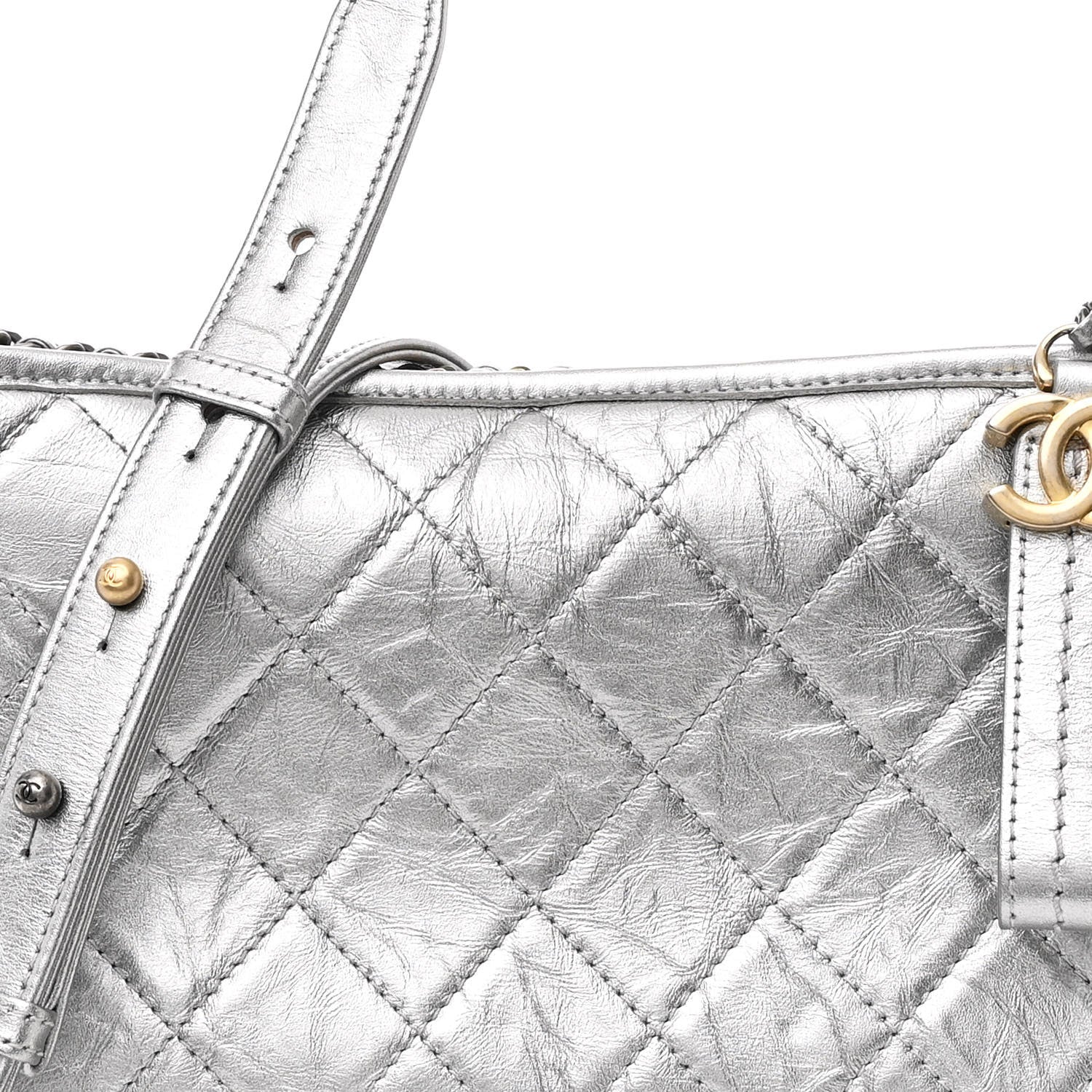 Chanel Metallic Aged Calfskin Quilted Medium Gabrielle Hobo Silver 8 of 11