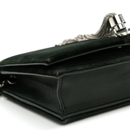 Saint Laurent Velvet Crystal Monogram Kate Tassel Chain Wallet Dark Green 8 of 9
