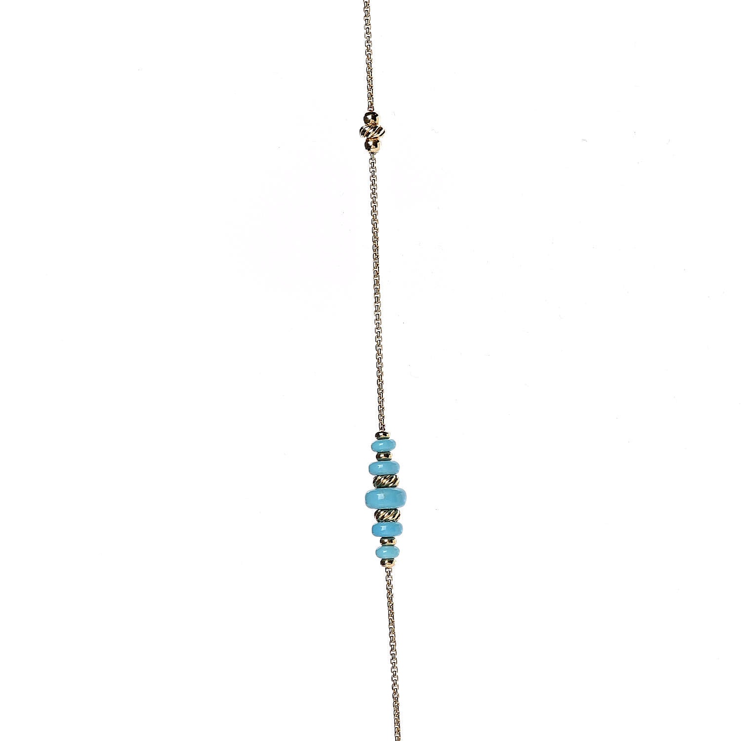 David Yurman 18K Yellow Gold Turquoise Rio Rondelle Long Station Necklace 7 of 8