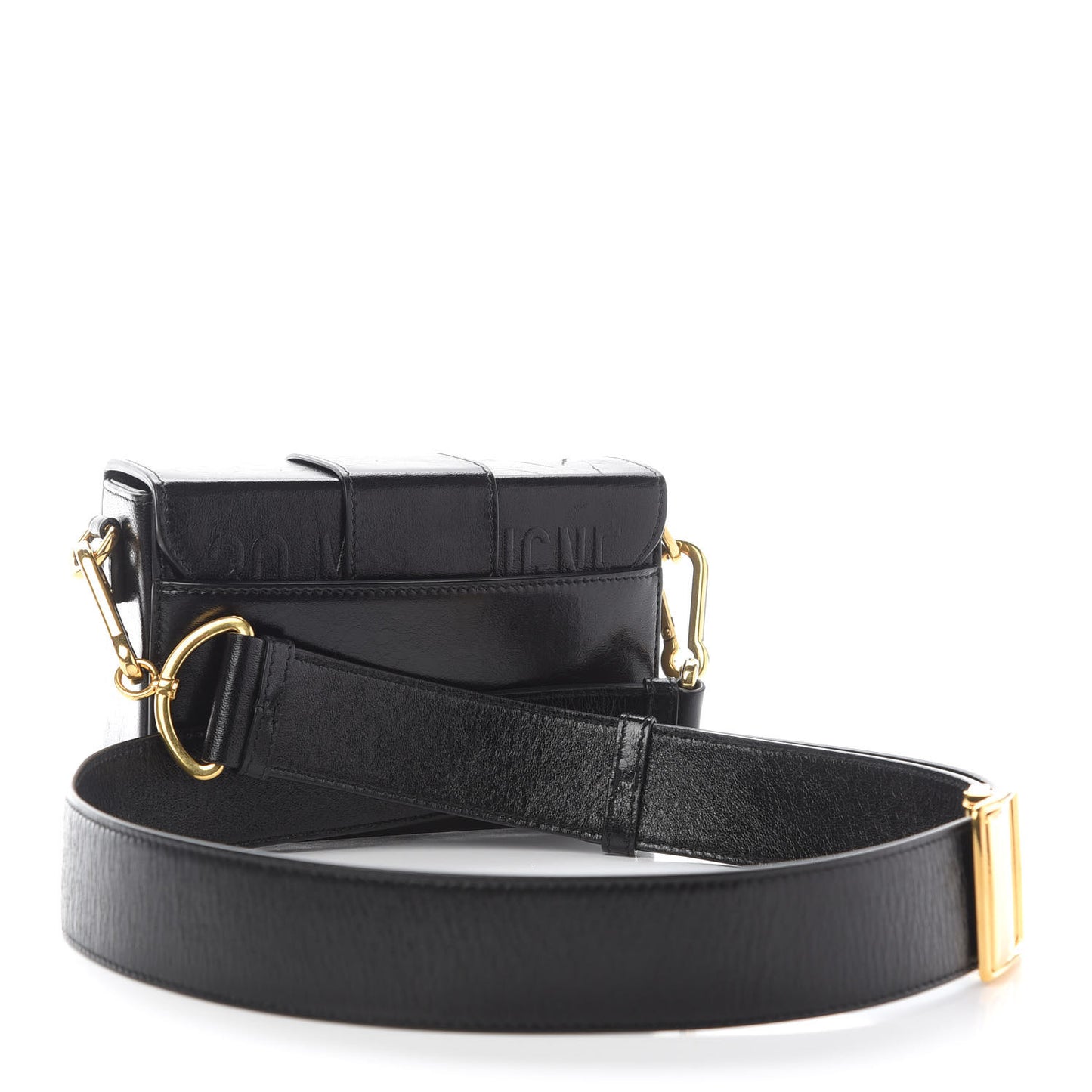 Crackled Lambskin 30 Montaigne Box Bag Black
