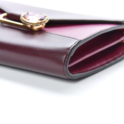 Alexander McQueen Calfskin Crystal Pin Envelope Wallet On Chain Red 6 of 9