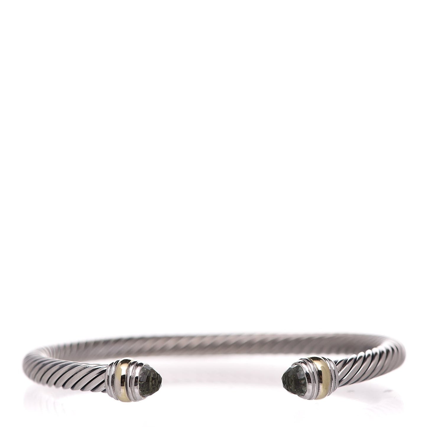 Sterling Silver 14K Yellow Gold Prasiolite 5mm Cable Classics Bracelet