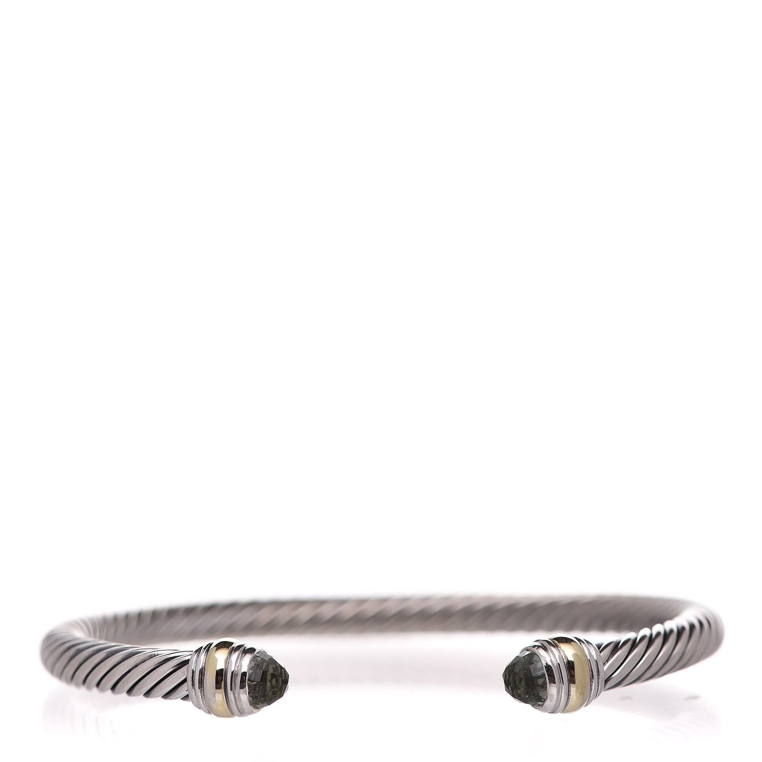 David Yurman Sterling Silver 14K Yellow Gold Prasiolite 5mm Cable Classics Bracelet 1 of 5