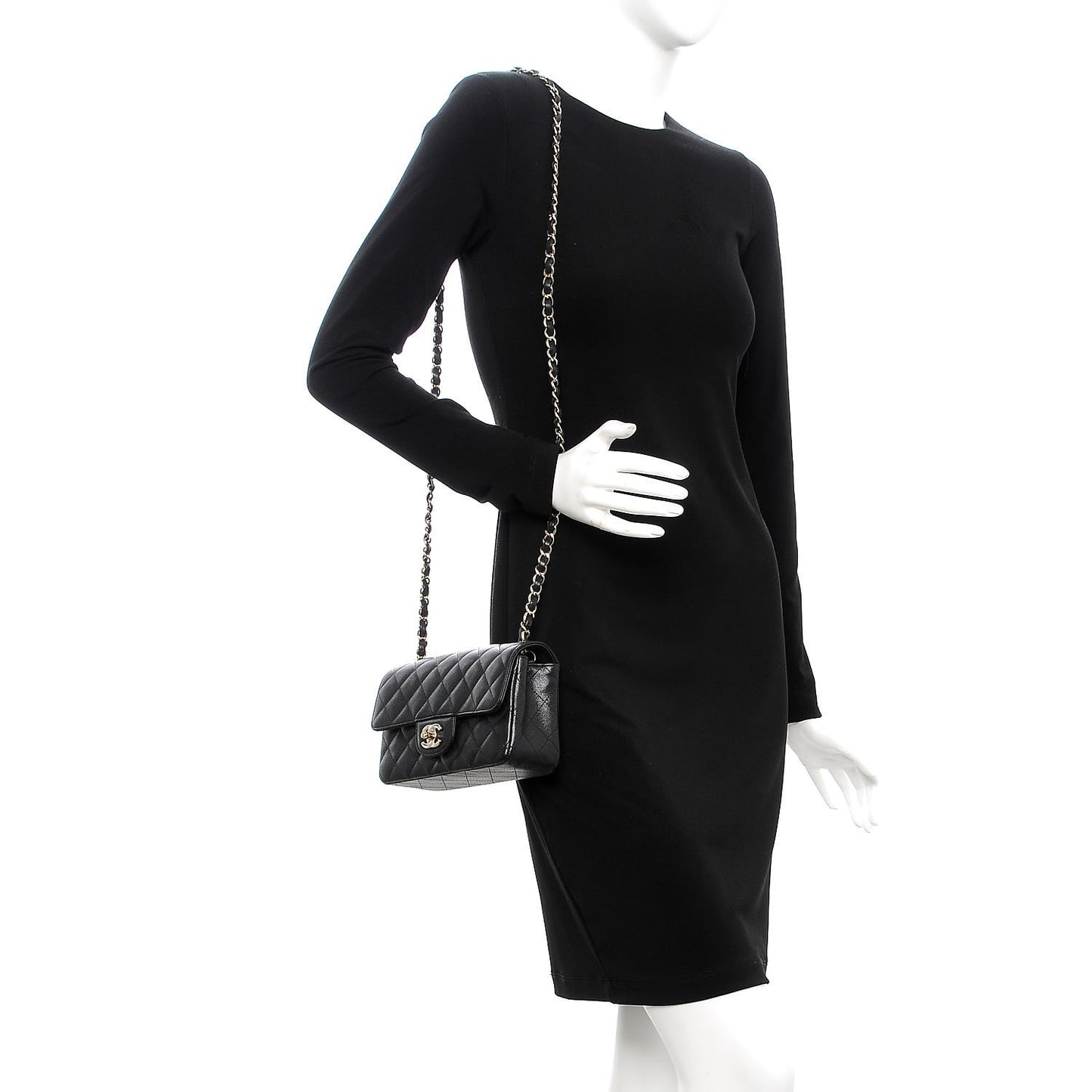 Caviar Quilted Mini Rectangular Flap Black