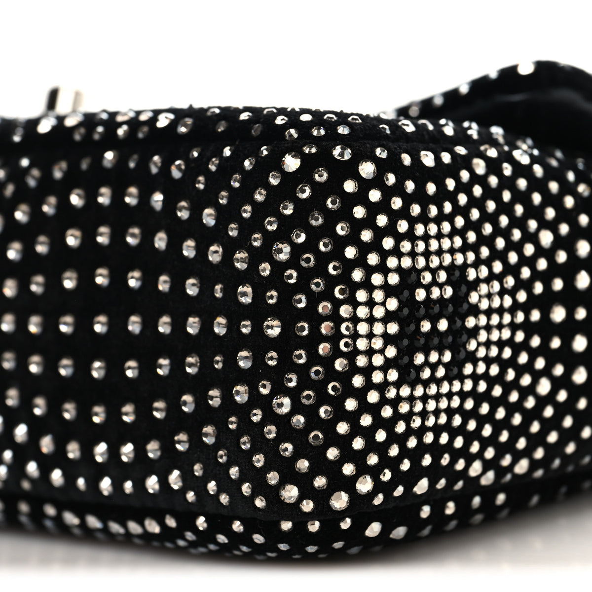 Chanel Velvet Strass Evening Flap Bag Black Silver 9 of 10