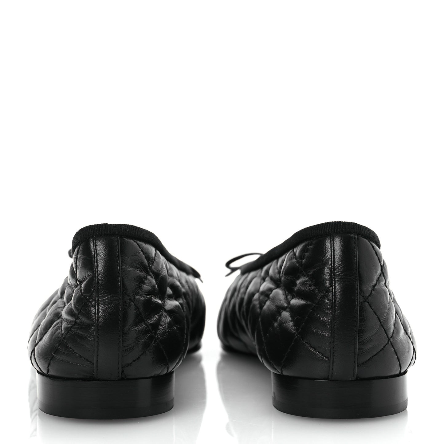 Aged Calfskin Quilted CC Cap Toe Ballerina Flats 38.5 Black