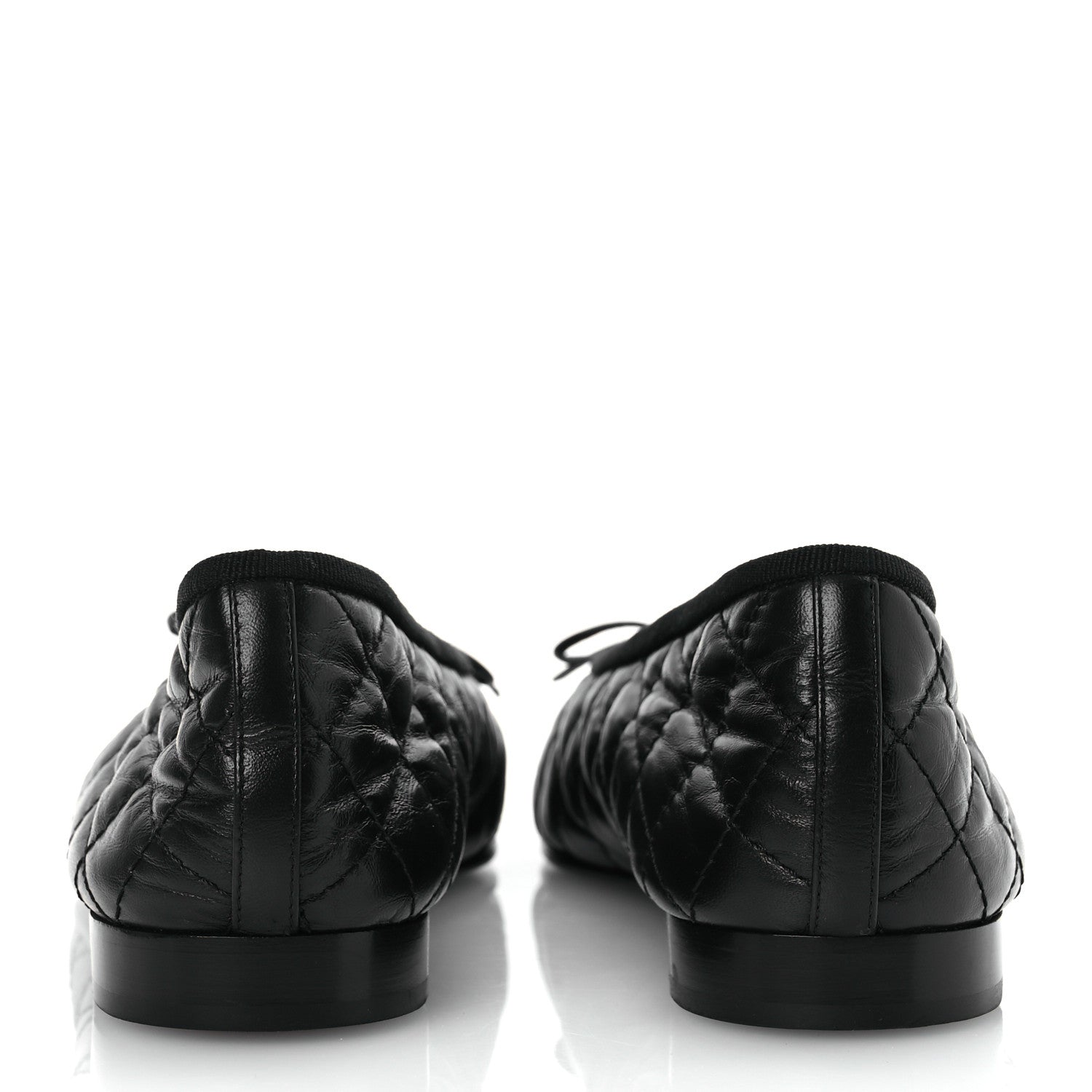 Chanel Aged Calfskin Quilted CC Cap Toe Ballerina Flats 38.5 Black 6 of 11