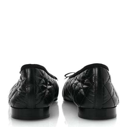 Chanel Aged Calfskin Quilted CC Cap Toe Ballerina Flats 38.5 Black 6 of 11
