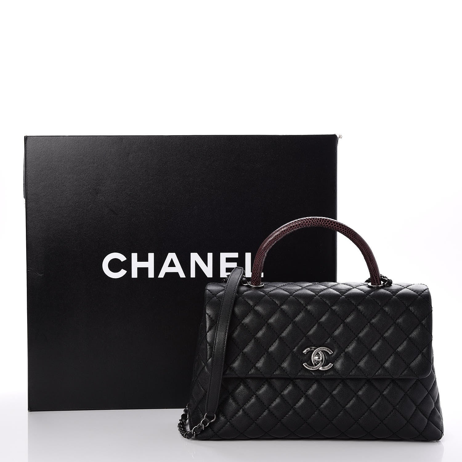 Chanel Caviar Lizard Quilted Medium Coco Handle Flap Black 8 of 8