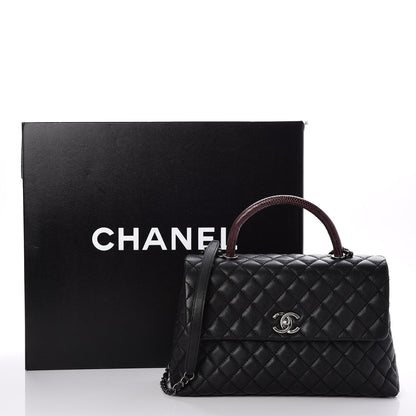 Chanel Caviar Lizard Quilted Medium Coco Handle Flap Black 8 of 8
