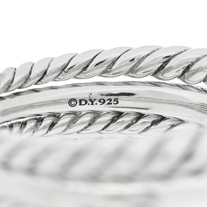 David Yurman Sterling Silver Diamond 16mm Stax Wide Stacked Ring 58 8.25 4 of 5