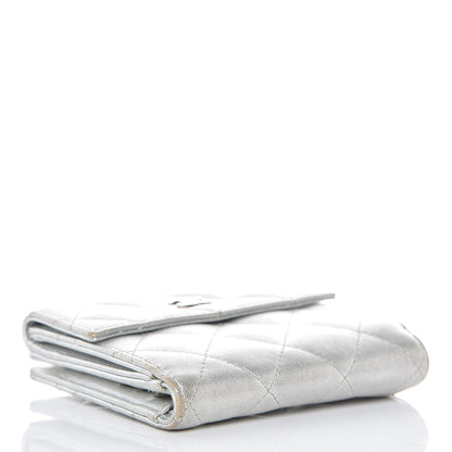 Chanel Metallic Lambskin Quilted Compact French Flap Wallet Silver 4 of 15