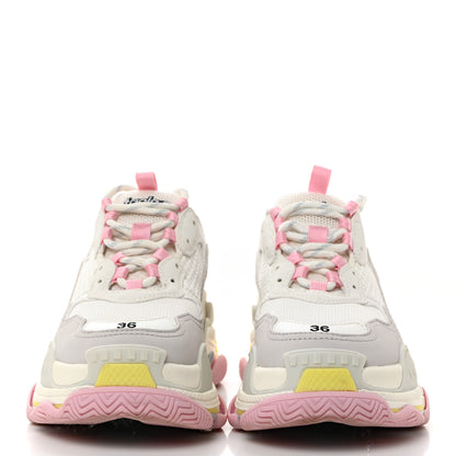 Balenciaga Fabric Mesh Multicolor Womens Triple S Sneakers 36 Yellow Pink Grey White 2 of 9