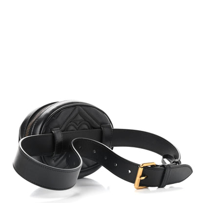 Gucci Calfskin Matelasse GG Marmont Belt Bag 75 30 Black 3 of 9