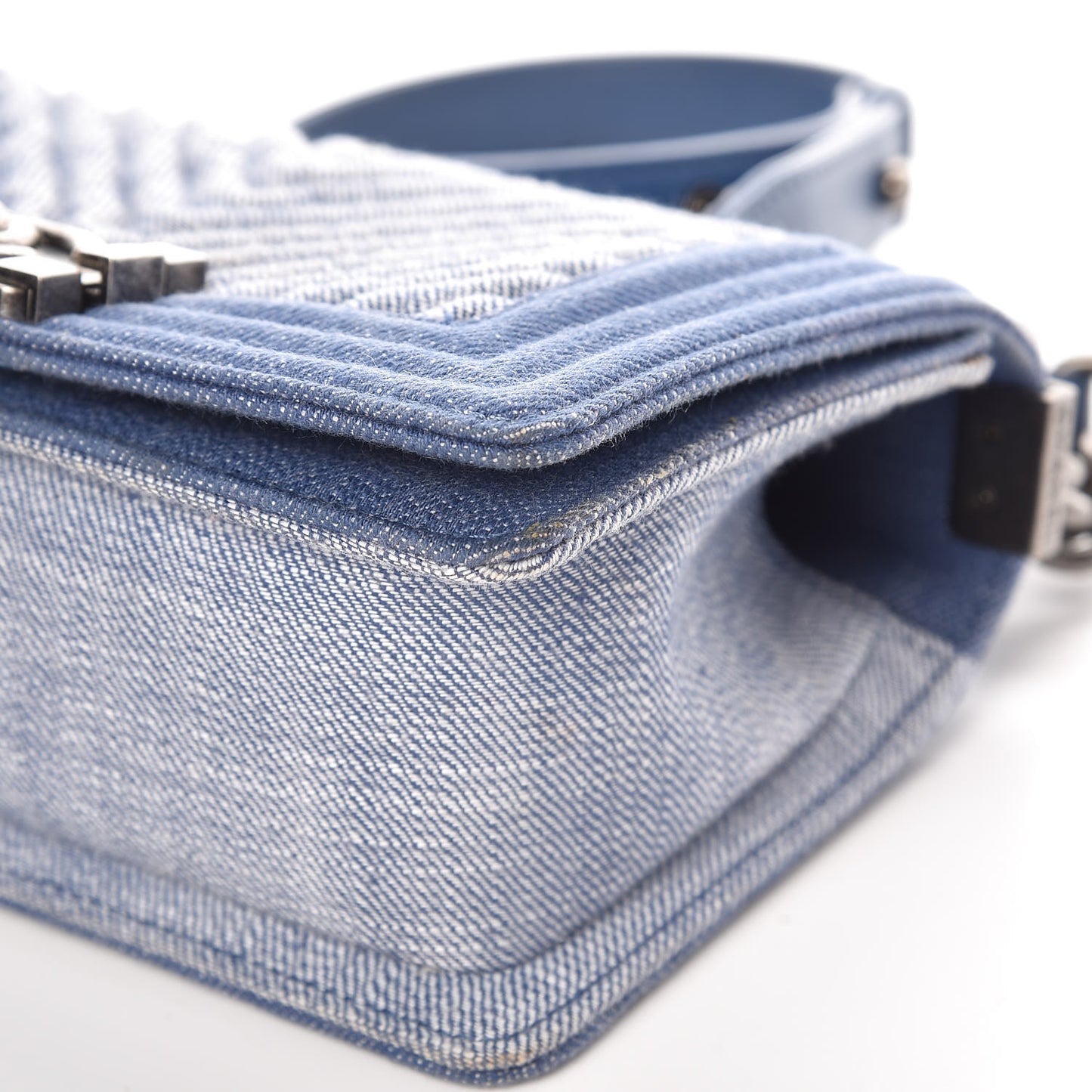 Denim Chevron Small Boy Flap Light Blue