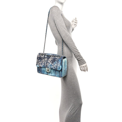 Chanel Sequin Large Waterfall Flap Light Blue 2 of 10
