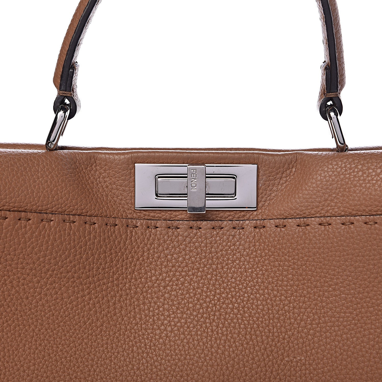 Fendi Cuoio Romano Selleria Bi-Color Medium Peekaboo Iconic Satchel Mou Deserto 9 of 12