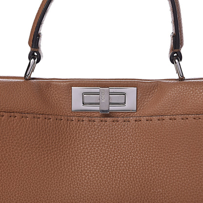 Fendi Cuoio Romano Selleria Bi-Color Medium Peekaboo Iconic Satchel Mou Deserto 9 of 12