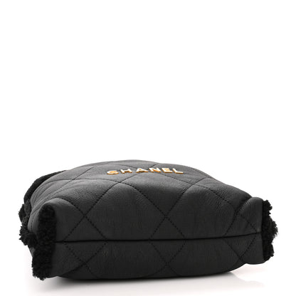 Chanel Shearling Aged Lambskin Quilted Small Chanel 22 Black 5 of 11