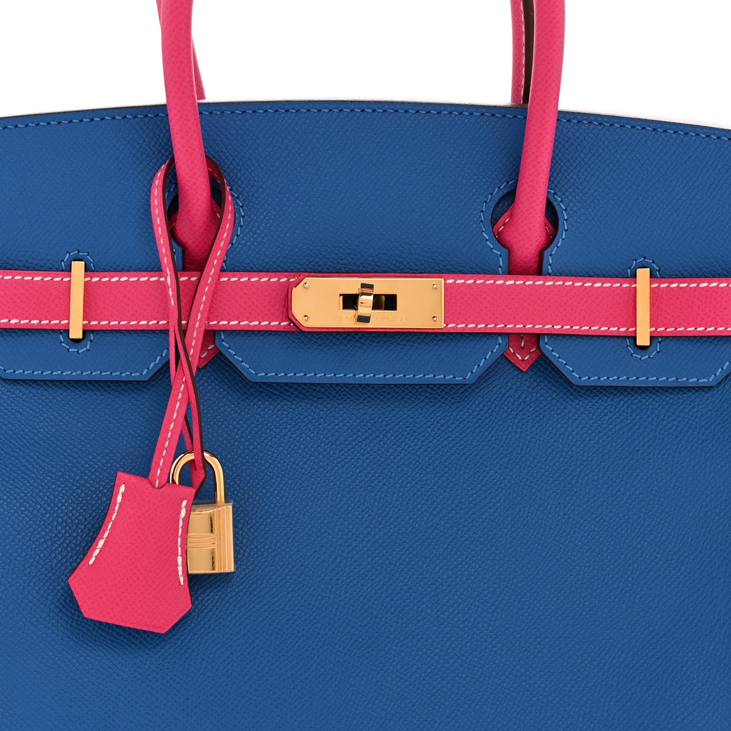 Epsom Bi-Color Horseshoe Birkin 30 Mykonos Rose Tyrien