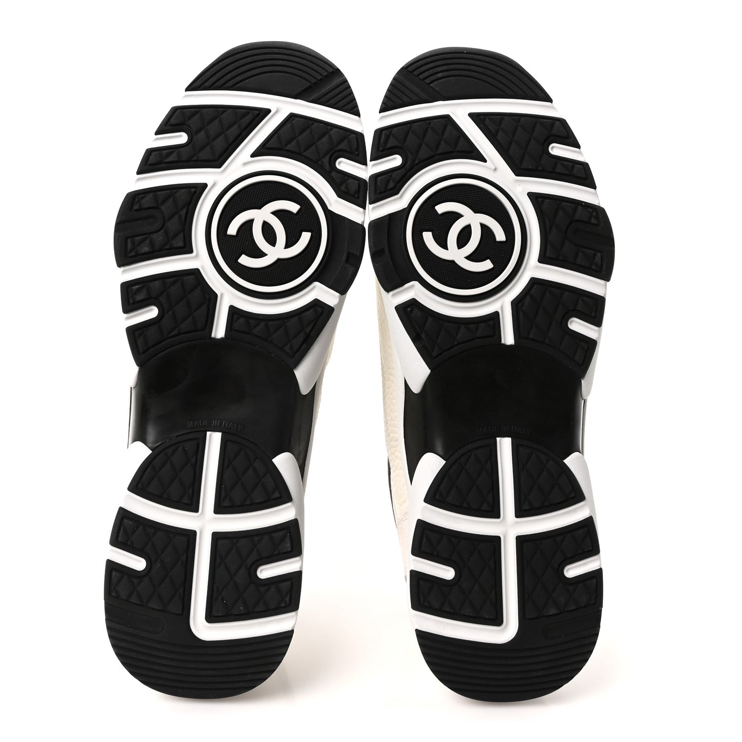 Mesh Suede Grained Calfskin Womens CC Sneakers 42 White Black
