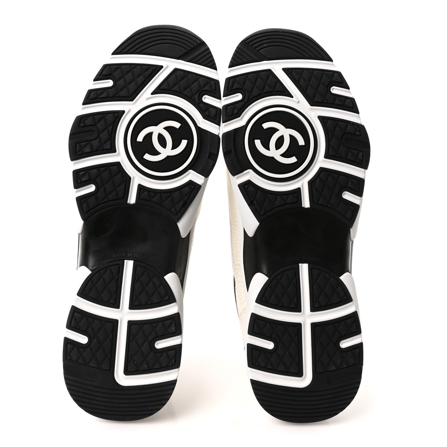 Chanel Mesh Suede Grained Calfskin Womens CC Sneakers 42 White Black 6 of 10