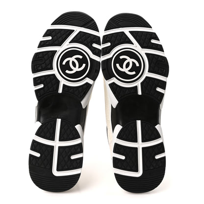 Chanel Mesh Suede Grained Calfskin Womens CC Sneakers 42 White Black 6 of 10