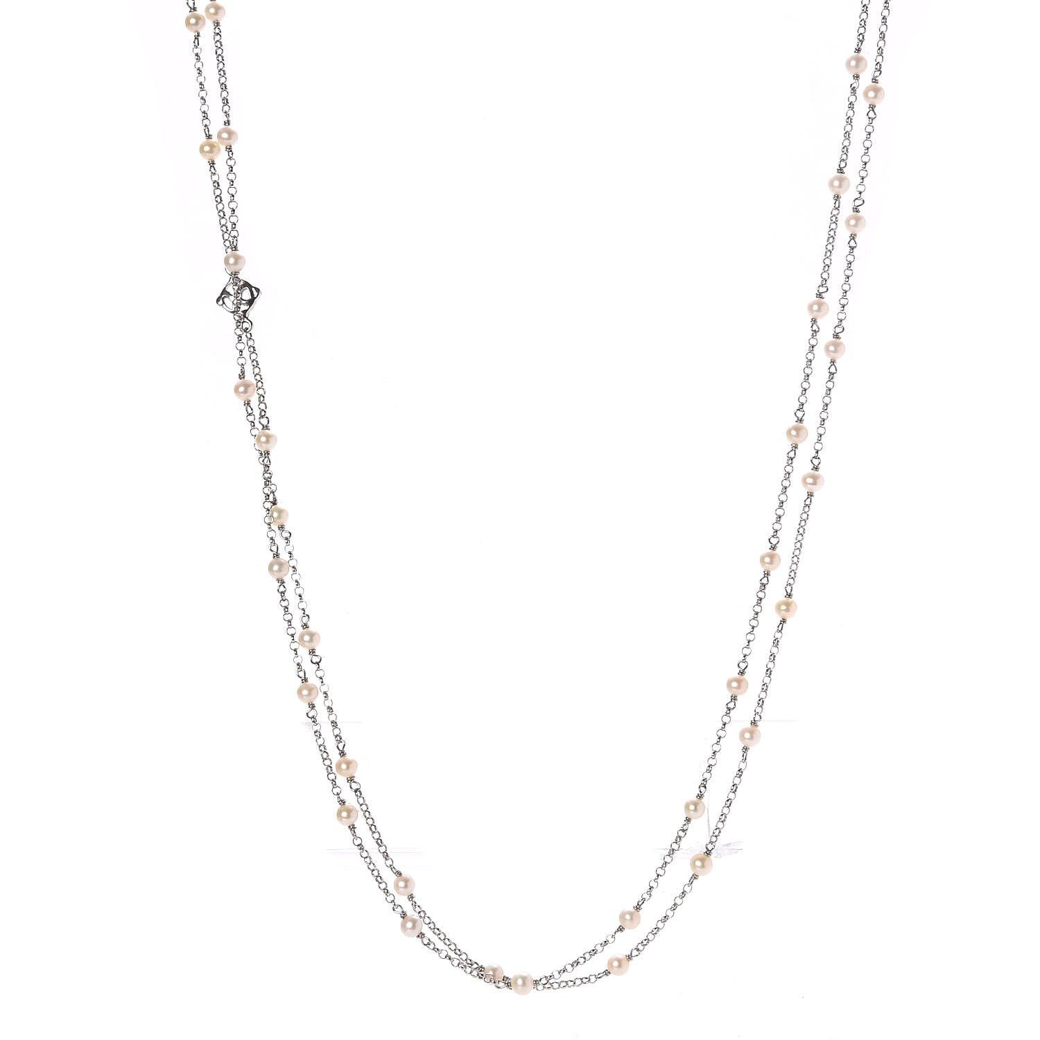David Yurman Sterling Silver Freshwater Pearl Bead Chain Necklace 1 of 5