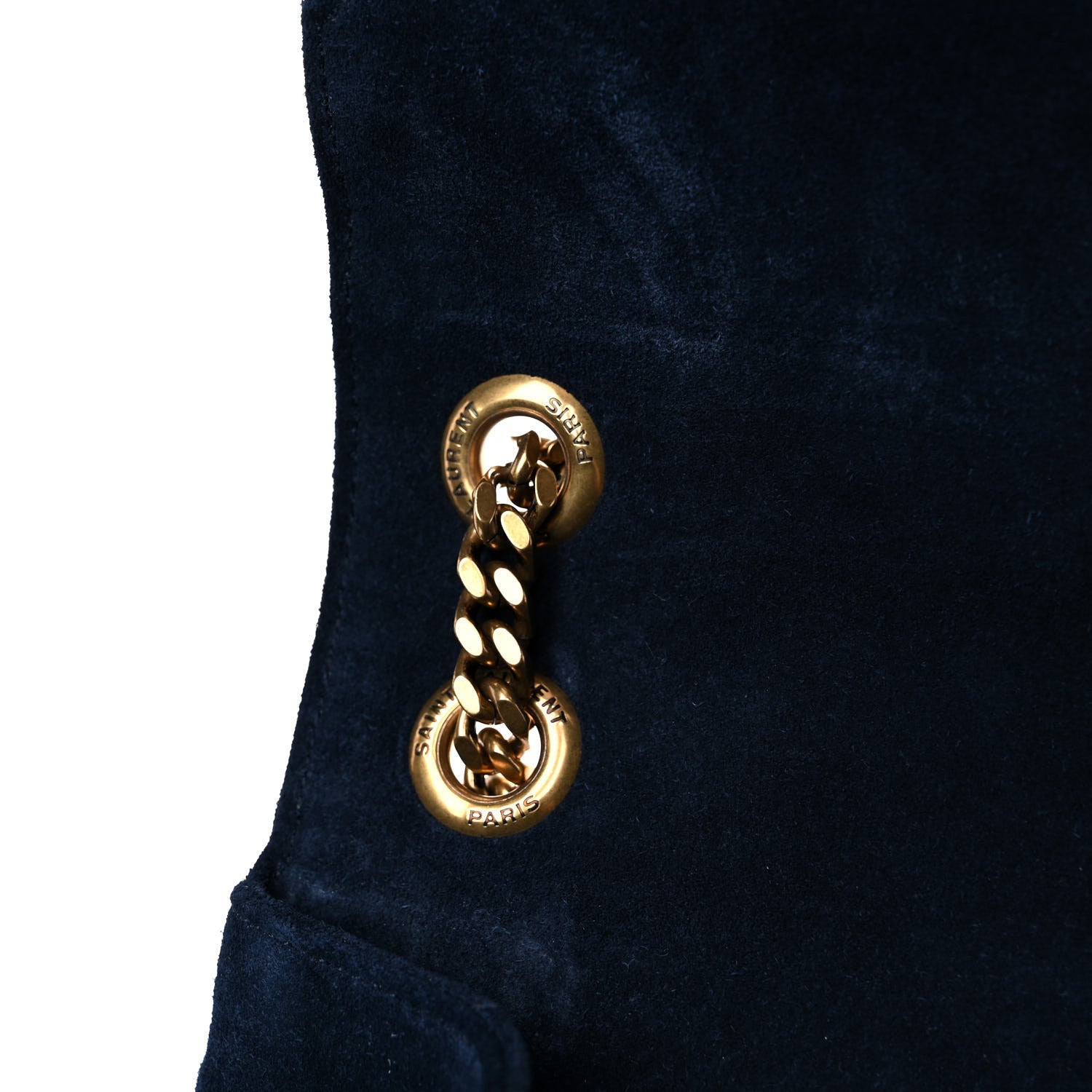 Saint Laurent Suede Mixed Matelasse Triquilt Large Monogram Envelope Satchel Navy Blue 16 of 17