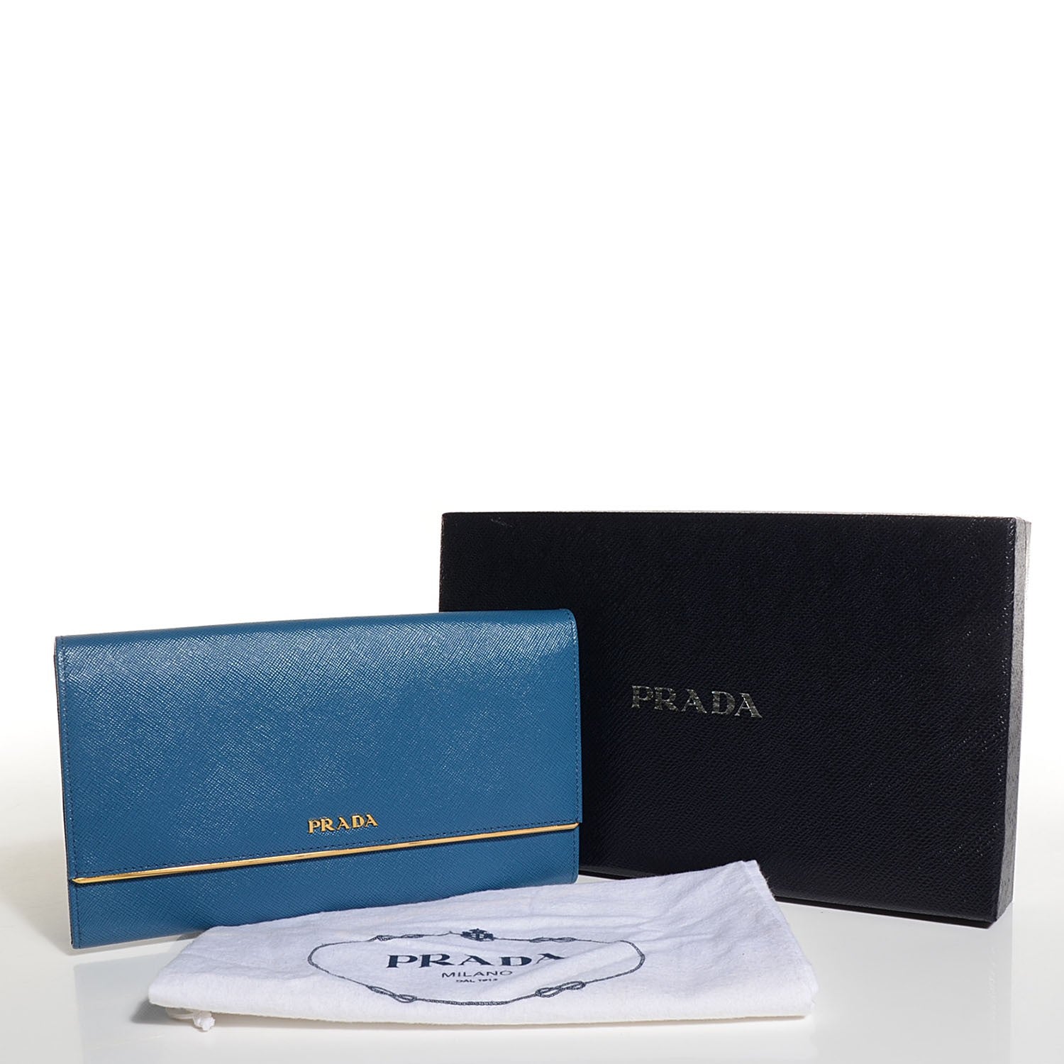 Prada Saffiano Metal Clutch Cobalto 9 of 9