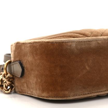 Gucci Velvet Matelasse Small GG Marmont Chain Shoulder Bag Taupe 8 of 9