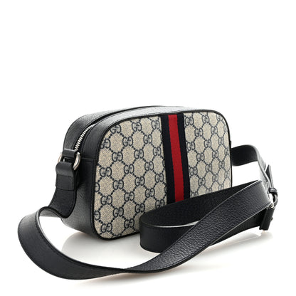 Gucci GG Supreme Monogram Textured Dollar Calfskin Web Small Ophidia Camera Bag Beige Blue 3 of 9
