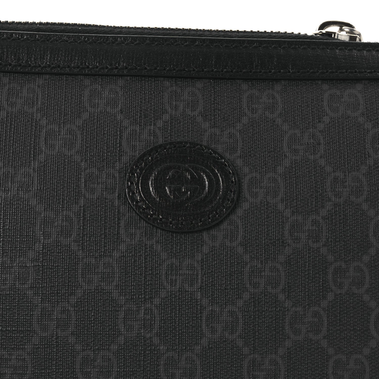 Gucci GG Supreme Monogram Azalea Calfskin Retro Interlocking G Wristlet Messenger Bag Black 8 of 11