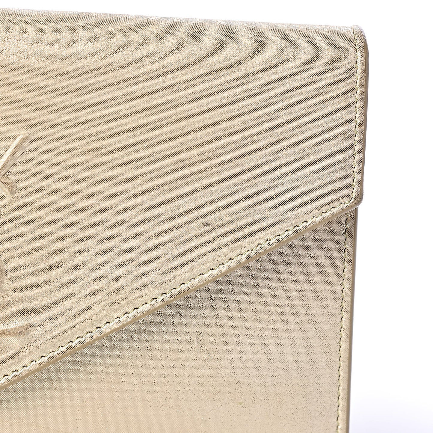 Metallic Fabric Monogram Envelope Chain Wallet Light Gold