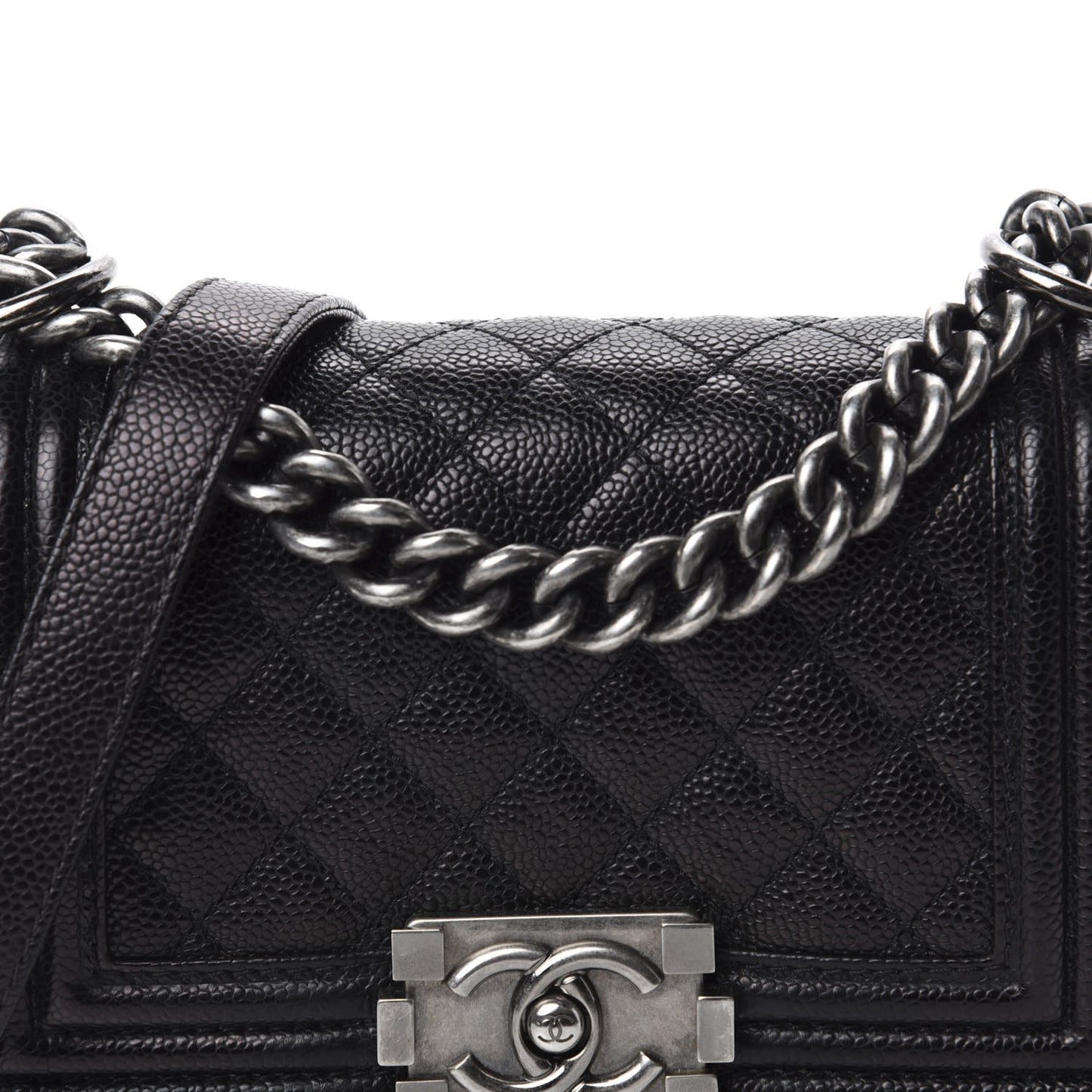 Caviar Quilted Small Boy Flap Black